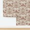 Cabincore Rustic Woodland Deer Floral Forest Leaves Stag Doe Damask Nature Berries Scene Brown Lodge Custom Removable Wallpaper by Spoonflower Peel & Stick Wallpaper 2FT Wide